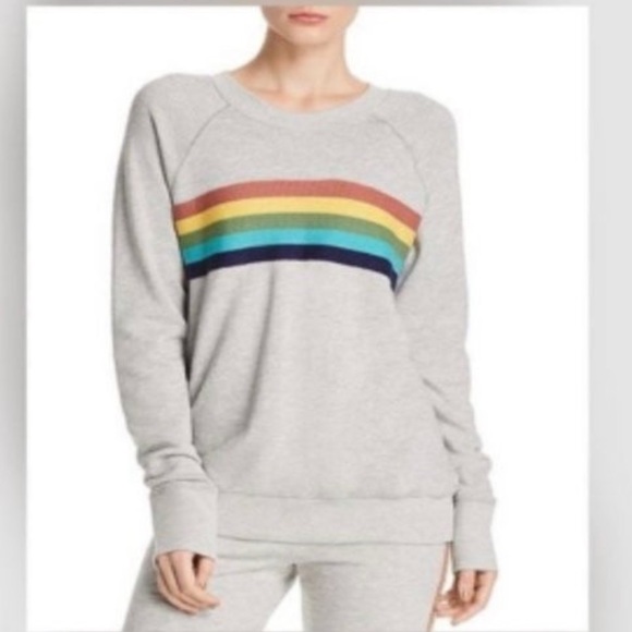 *EUC* Sundry Crewneck Rainbow Striped Sweatshirt XS - Picture 2 of 8